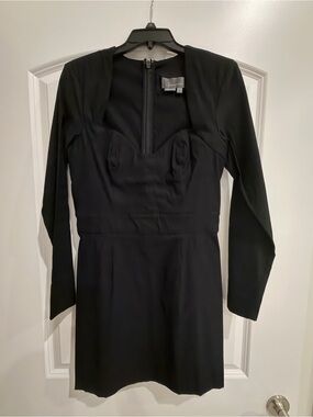 Anthropology Black Long-Sleeve Mini Dress — Sleek Women's Dress in size 6